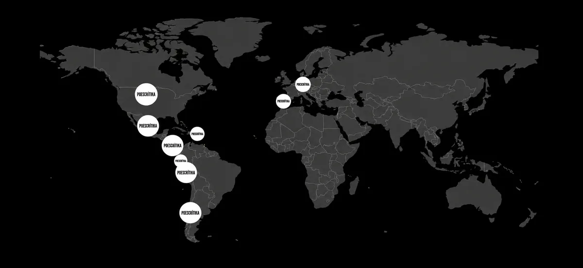 Mapa con los 9 países de los lectores de Poescrítika en América y Europa