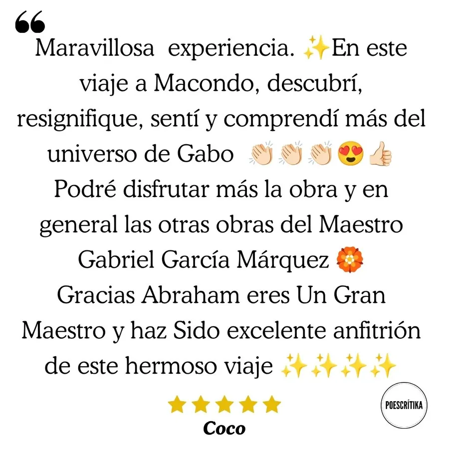 Testimonio de un lector del curso sobre Gabriel García Márquez en Poescrítika