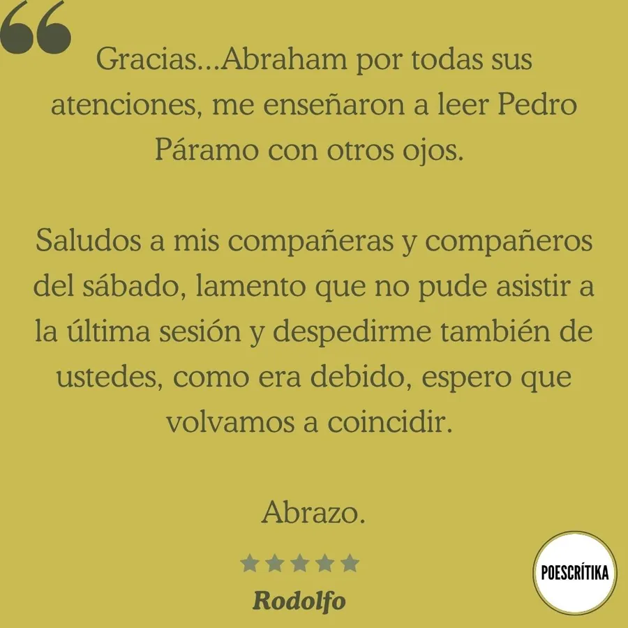 Testimonio de un lector del curso sobre Juan Rulfo en Poescrítika